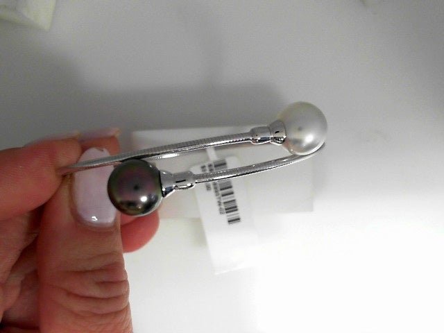 Vardy's Collection Tahitian Peacock and South Sea White Pearl Bangle Bracelet in 18K White Gold