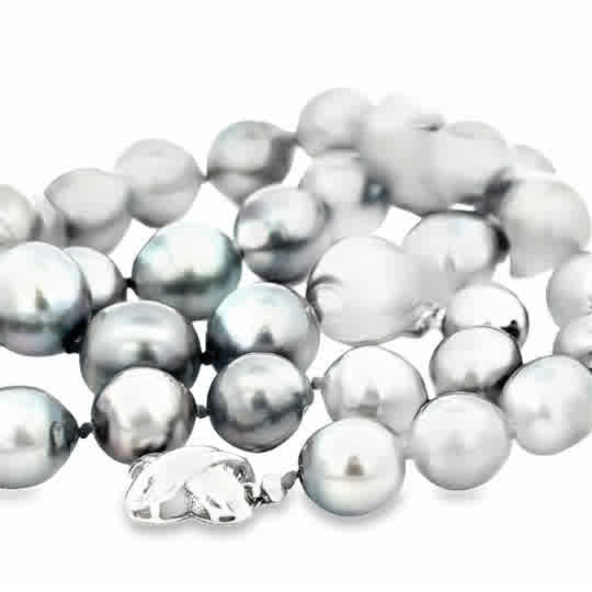 Vardy's Collection Tahitian Peacock Pearl Single Strand Bracelet in 14K White Gold