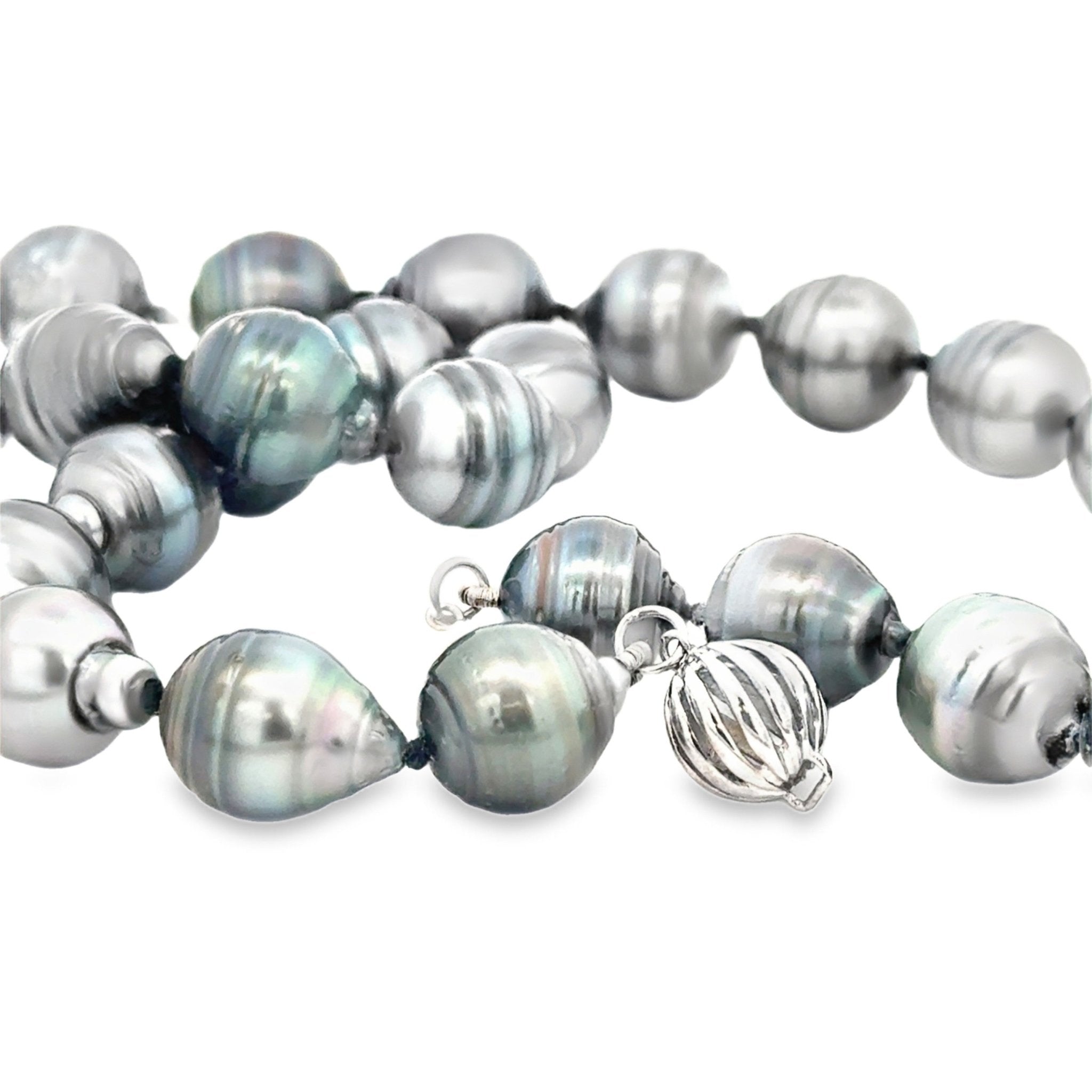 Vardy's Collection Tahitian Peacock Pearl Single Strand Bracelet in 14K White Gold