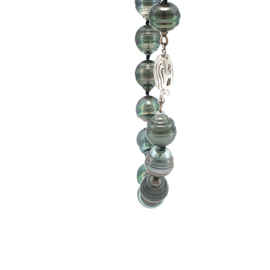 Vardy's Collection Tahitian Peacock Pearl Single Strand Bracelet in 14K White Gold