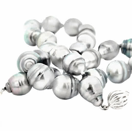 Vardy's Collection Tahitian Peacock Pearl Single Strand Bracelet in 14K White Gold