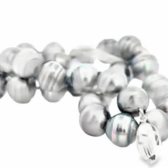 Vardy's Collection Tahitian Peacock Pearl Single Strand Bracelet in 14K White Gold