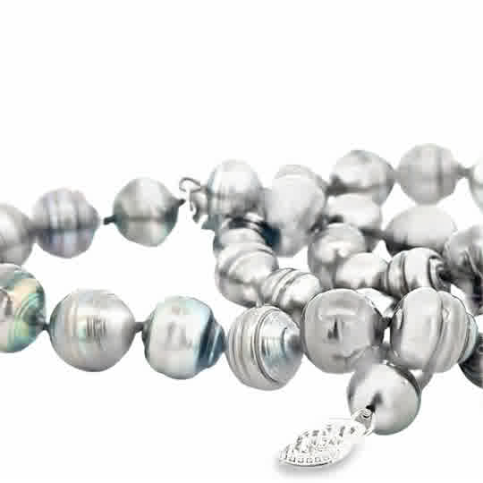 Vardy's Collection Tahitian Peacock Pearl Single Strand Necklace in 14K White Gold