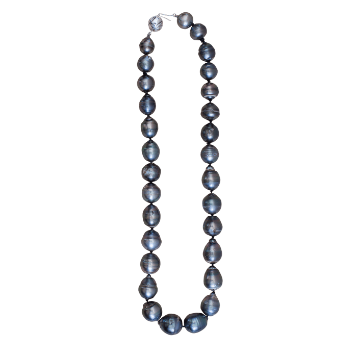 Vardy's Collection Tahitian Peacock Pearl Single Strand Necklace in 14K White Gold
