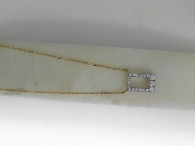 Vardy's Collection Two Tone Drop Pendant Necklace with Round Diamonds in 14K Yellow Gold (0.32tw)