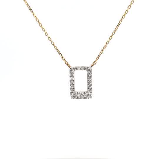 Vardy's Collection Two Tone Drop Pendant Necklace with Round Diamonds in 14K Yellow Gold (0.32tw)