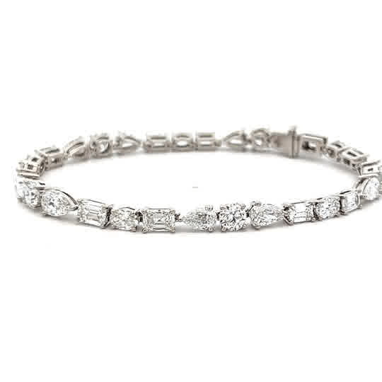 Vardy's Collection Various Shapes F VVS2 Diamond Tennis Bracelet in Platinum (12.60ctw)