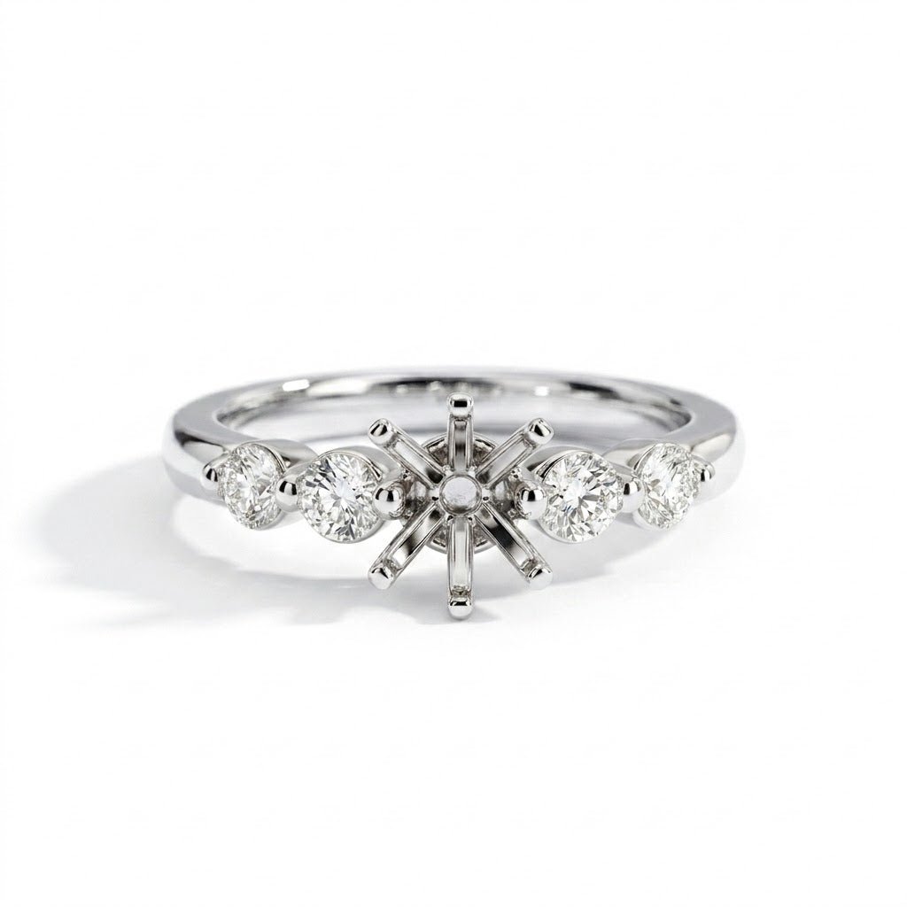 Vardy's Collection Vintage Round Diamond Semi - Mount Engagement Ring in 18K White Gold (0.27ct)