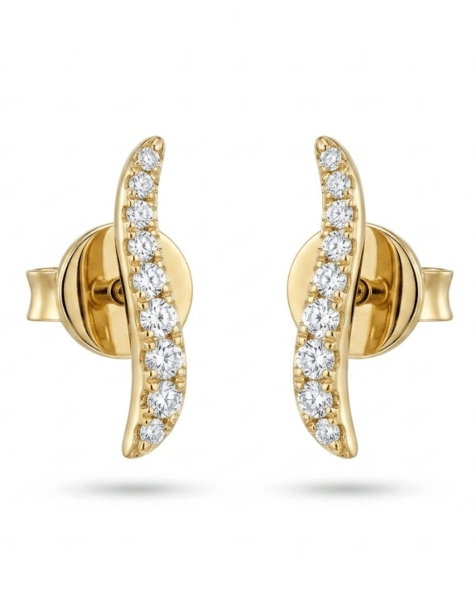 VELA FRENCH CUT PAVE Diamond Earrings in Yellow Gold (152-00471)
