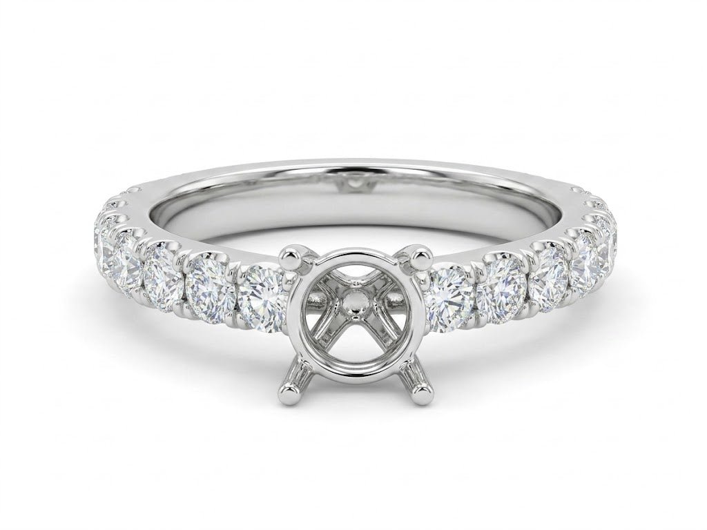 White Gold Polished 18 Karat Engagement Ring (140 - 00911)