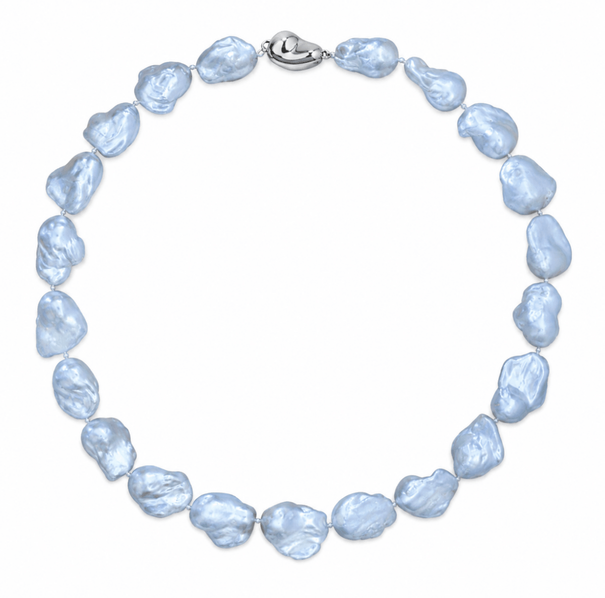 Whiter Single Strand Borroc pearl necklace in Sterling silver (325-00385)