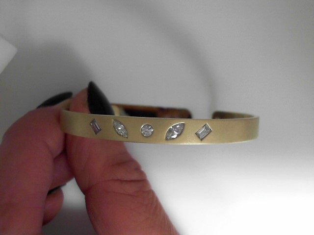 Bangle Bracelet With Various Shapes Diamonds in Yellow Gold (170-00827)