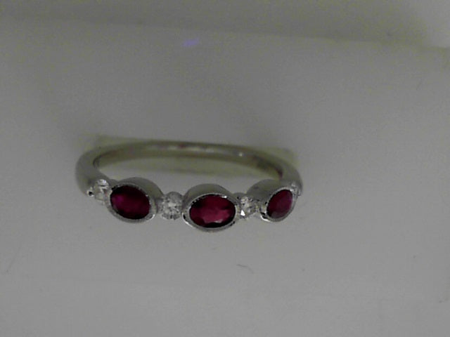 Contemporary Fashion Ring With Oval Rubies and Round Diamonds