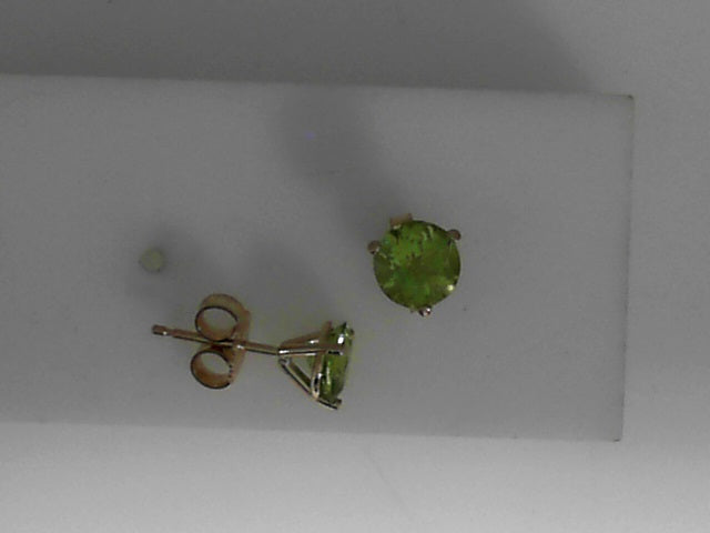 Vardy's Collection Round Peridot Stud Earrings in 14K Yellow Gold (3.02tcw) - My Store