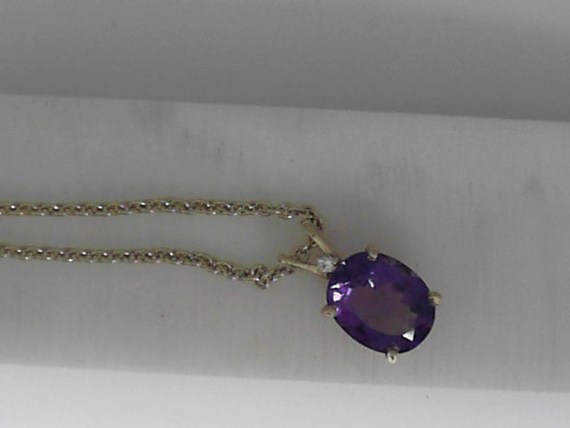 Cable Link Amethyst Pendant in yellow gold (230-01469) - Vardy's Jewelers - Cupertino CA