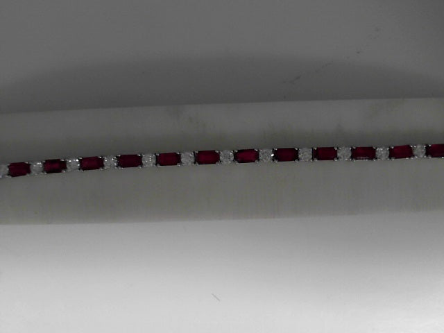 Red Ruby Tennis Bracelet in White Gold (240-00181)