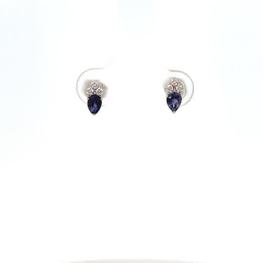 Pear Sapphires and Diamond Earrings in White Gold (210-01644) - Vardy's Jewelers - Cupertino CA