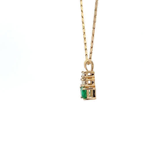 Vardy's Collection Emerald and Princess Cut Diamond Drop Pendant Necklace in 14K Yellow Gold (0.75ct) - My Store