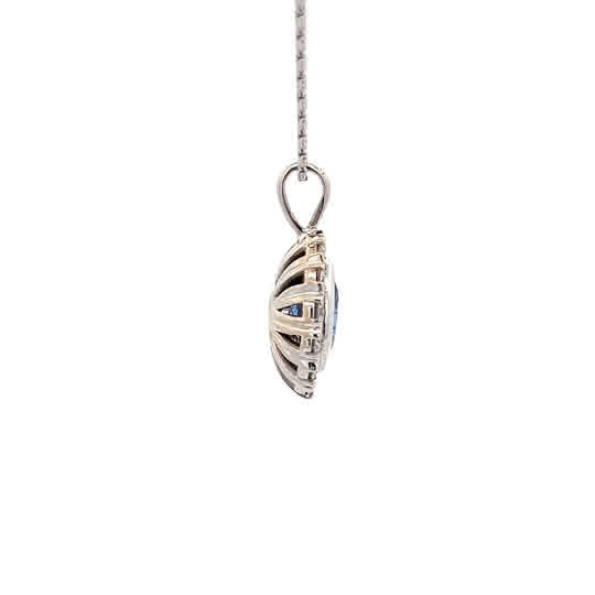 Halo Setting Sapphire Pendant in White Gold (230-01524) - Vardy's Jewelers - Cupertino CA