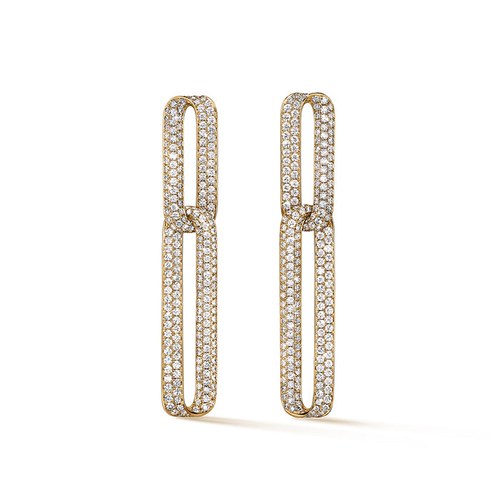 Inside/Out Pave Link Earrings in Yellow Gold (152-33354) - Vardy's Jewelers - Cupertino CA