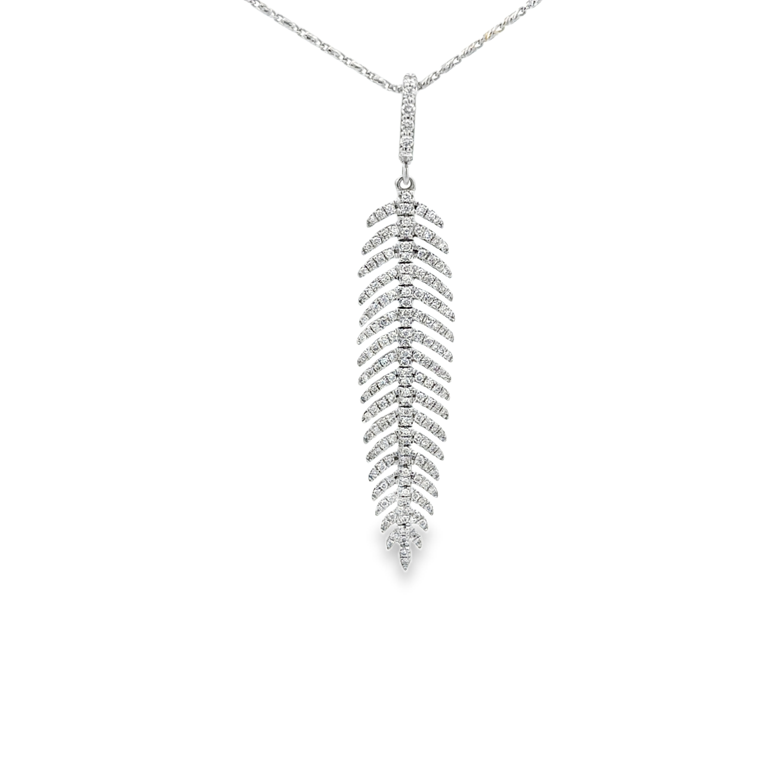 White Gold Diamond Feather Pendant