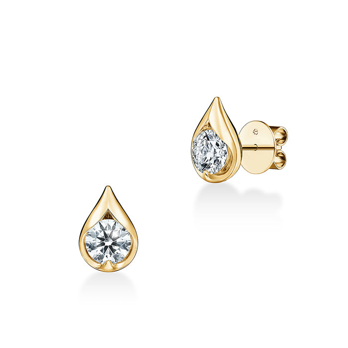 Droplet Stud Diamond Fashion Earrings in Yellow Gold (150-02103)