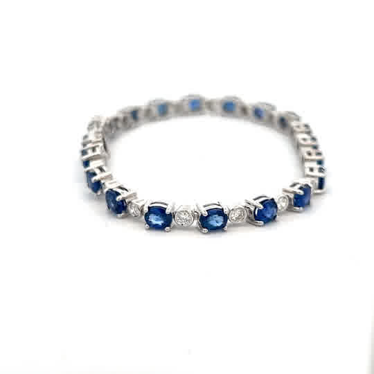 Oval Blue Sapphire Tennis Bracelet in White Gold (240-00198)