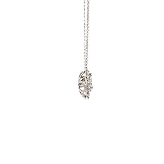 Vardy's Collection Round Diamond Halo Pendant Necklace in 18K White Gold (1.5ct) - My Store