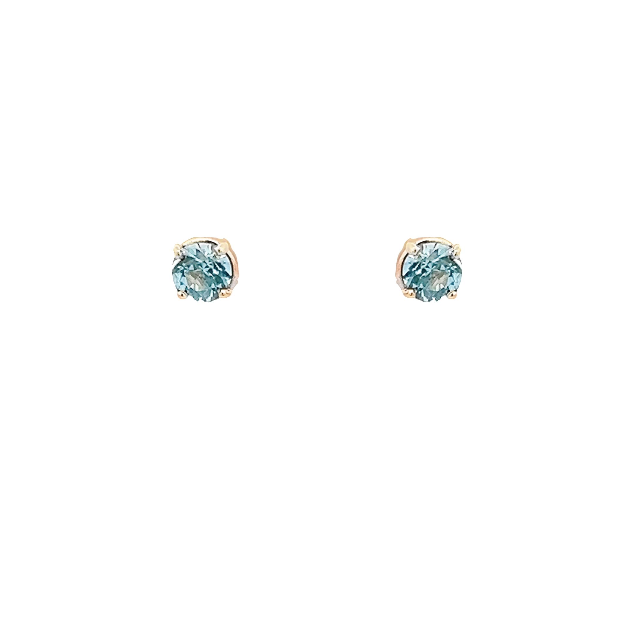 Vardy's Collection Round Aquamarine Stud Earrings in 14K Yellow Gold (0.65ct) - My Store