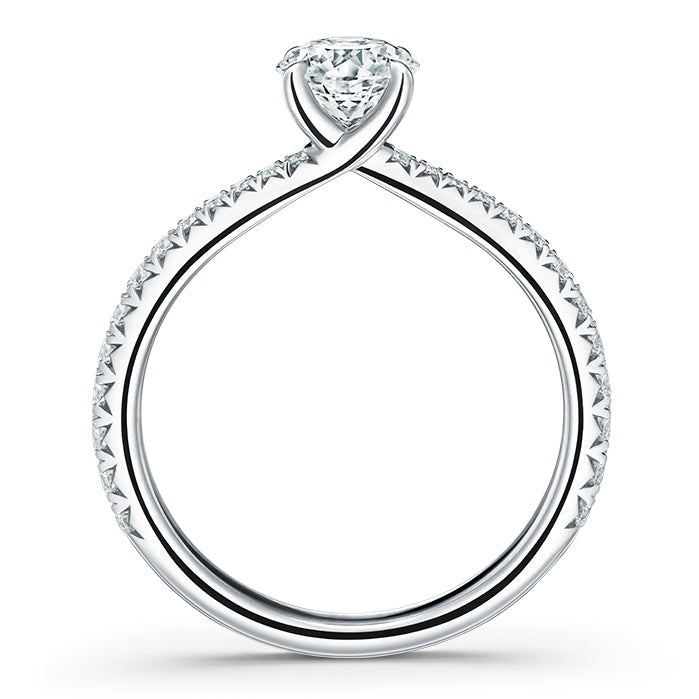 Vela Solitaire Engagement Ring with Diamond Band in White Gold (140-01022)