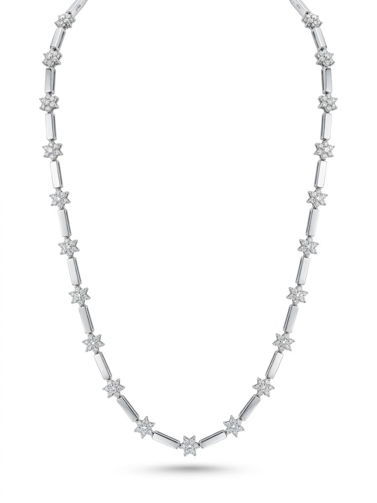 Vardy's Collection Flower Necklace in 14K White Gold - My Store