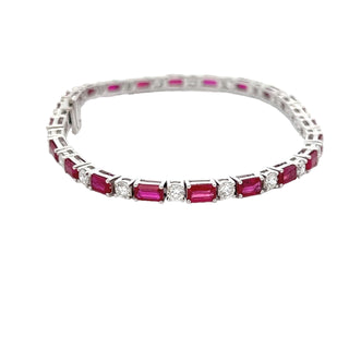 Red Ruby Tennis Bracelet in White Gold (240-00181)