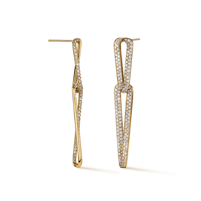 Inside/Out Pave Link Earrings in Yellow Gold (152-33354) - Vardy's Jewelers - Cupertino CA
