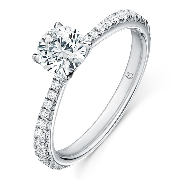 Vela Solitaire Engagement Ring with Diamond Band in White Gold (140-01022)