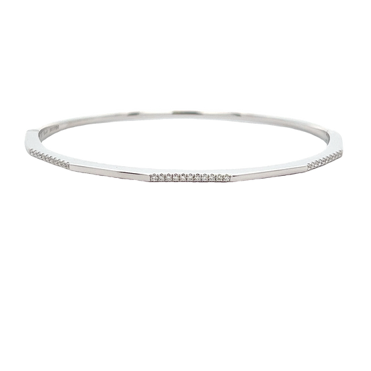 Vardy's Collection Round Diamond Bangle Bracelet in 14K White Gold (0.23tcw) - My Store