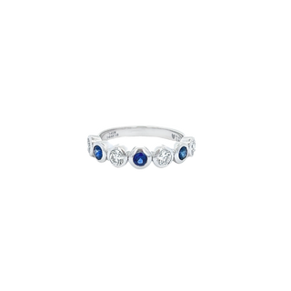Contemporary Ring With Round Sapphires and Diamonds