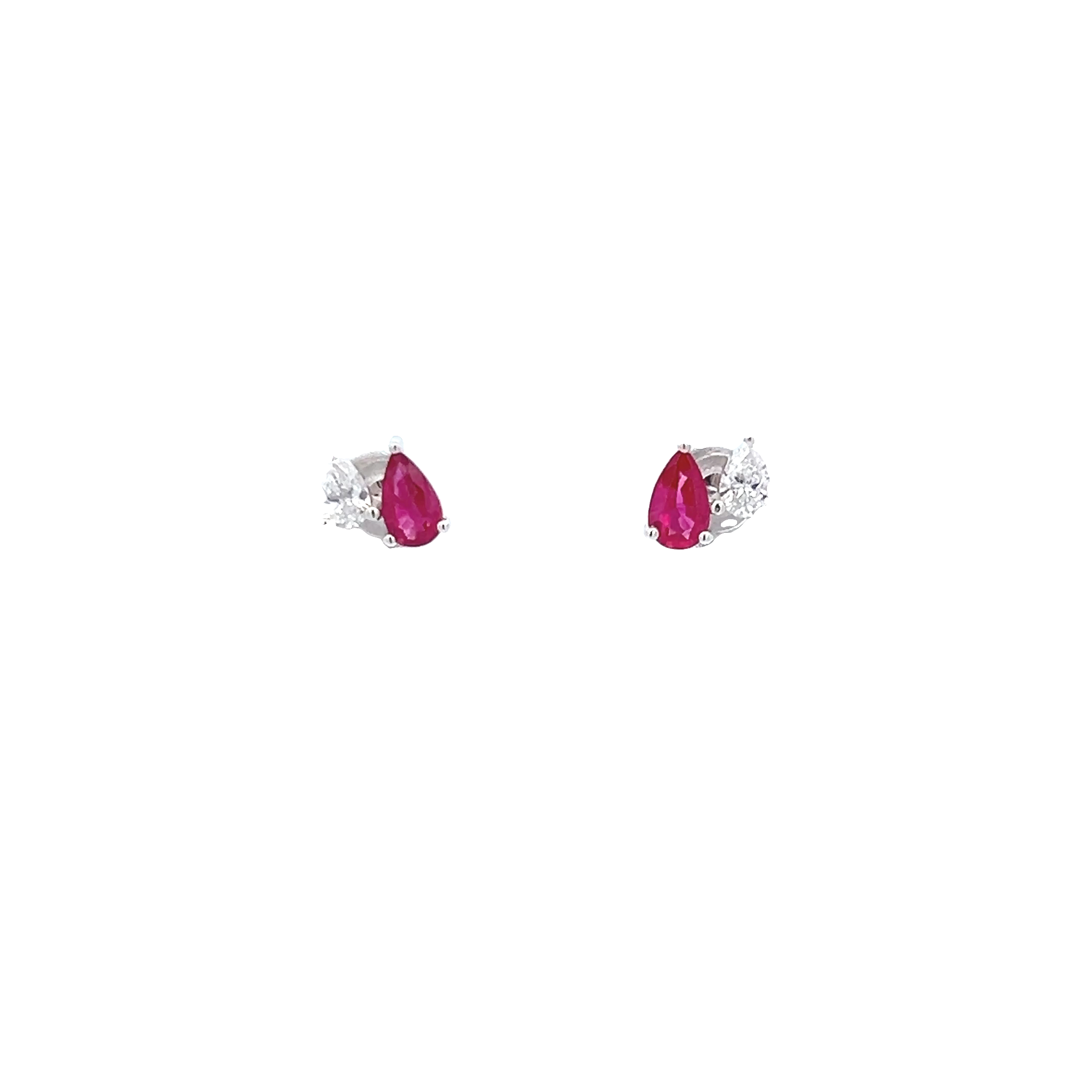 Ruby & Diamond Earrings in White Gold (210-33350)