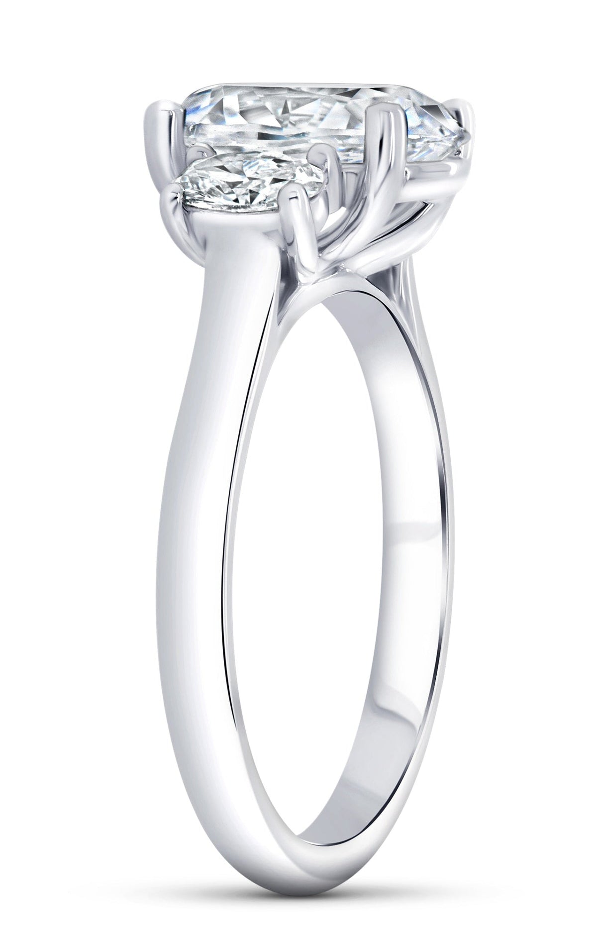 3 Stone Radiant-Cut Engagement Ring in Sterling Silver (100-00693) - My Store