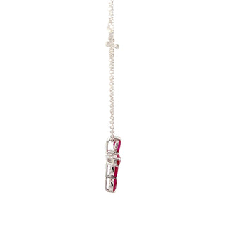 Vardy's Collection Oval Ruby and Round Diamond Cross Pendant Necklace in 14K White Gold (1.70ctw) - My Store