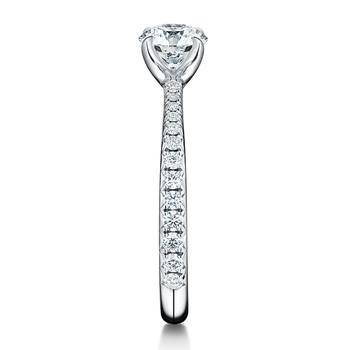 Vela Solitaire Engagement Ring with Diamond Band in White Gold (140-01022)