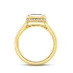 Emerald-Cut East-West Bezel Engagement Ring Setting with Hidden Halo in 14k Yellow Gold (100-00673)