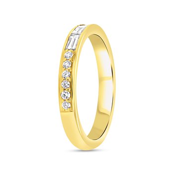 Channel Set Wedding Band with Round and Baguette Diamonds in 14k Yellow Gold (110-01462)