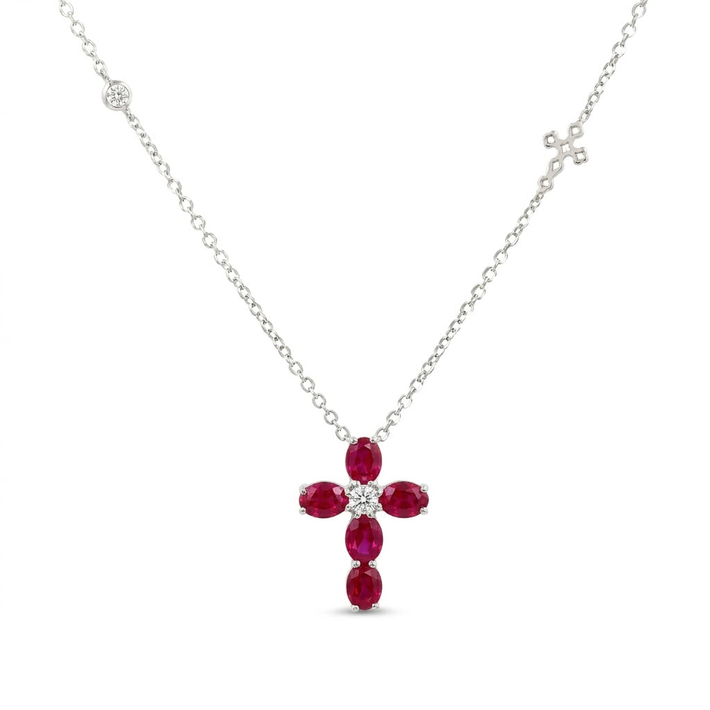 Cross Ruby Pendant in White Gold (230-01457) - Vardy's Jewelers - Cupertino CA