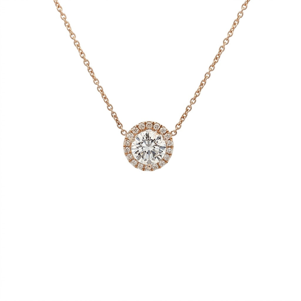 Halo Setting Pendant in yellow gold (160-02147)