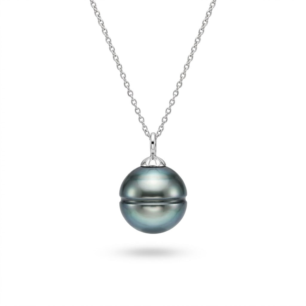Vardy's Collection Tahitian Peacock Pearl Pendant Necklace in 14K White Gold - My Store
