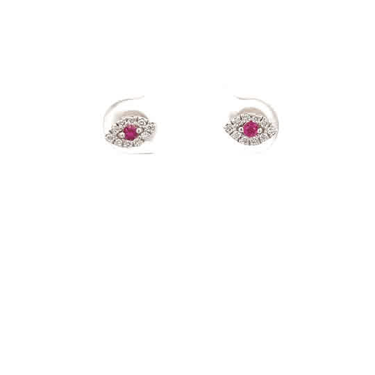Ruby and Diamond Earring in White Gold (210-01645)