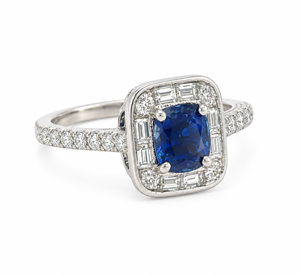 Platinum Sapphire Diamond Ring (270-00583)