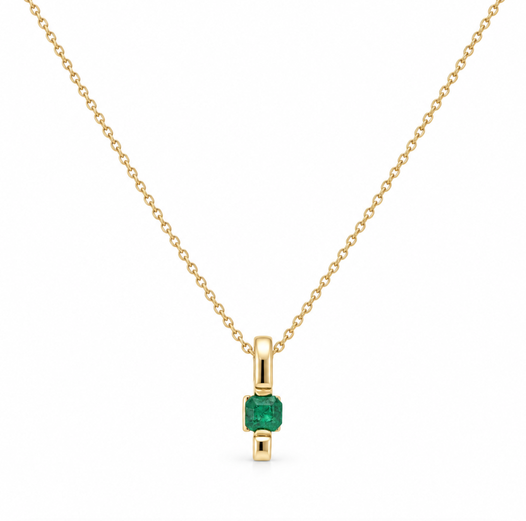 Emerald Cut Yellow Gold Bar Pendant (230-33886)