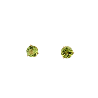 Vardy's Collection Round Peridot Stud Earrings in 14K Yellow Gold (3.02tcw) - My Store