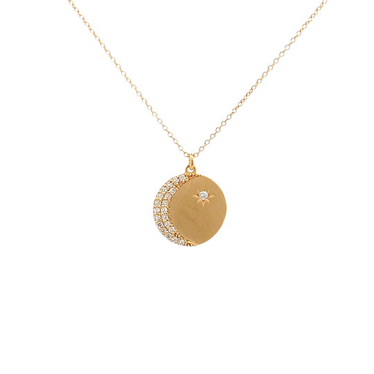 Star and Moon Pendant in Yellow Gold (160-33234)